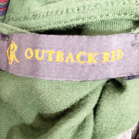 Outback Red Mixed Medium Sleeveless Geometric Print Blouse Keyhole Back w Button - Picture 8 of 11